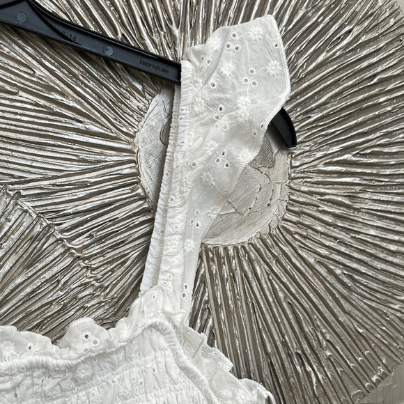 Cream Smocked Ruffle Tank Top - Picture 3 of 12